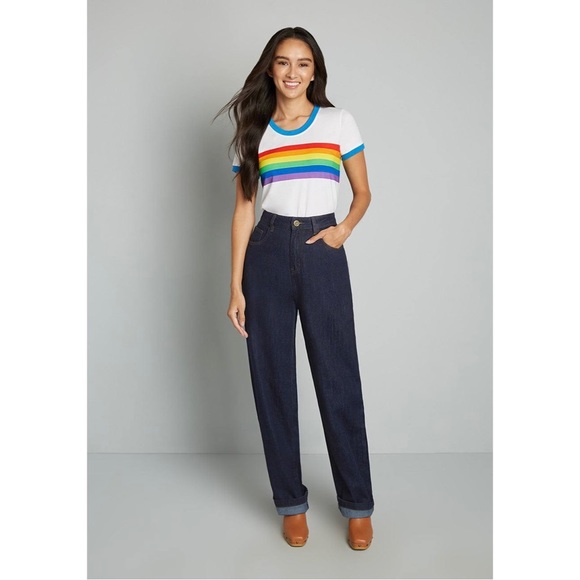 ModCloth Rainbow Embroidered Jeans - Picture 5 of 10